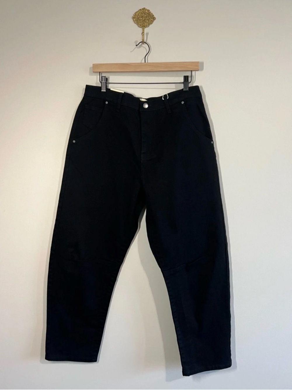 High Rise Tapered Black Jeans | Minimal Chic | Size 12 | NWT